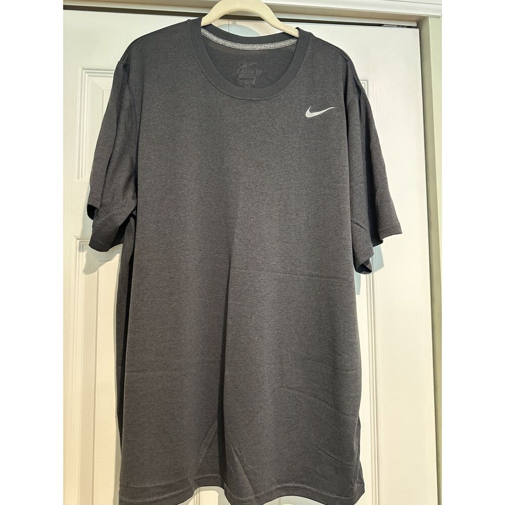 Nike Dri FIT Short Sleeve Athletic Shirt Mens XL Dark Grey Heather Workout Tee